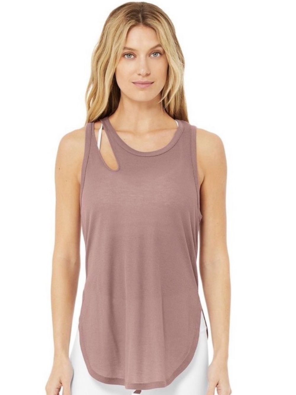 Alo Peak Cutout Ribbed Tank